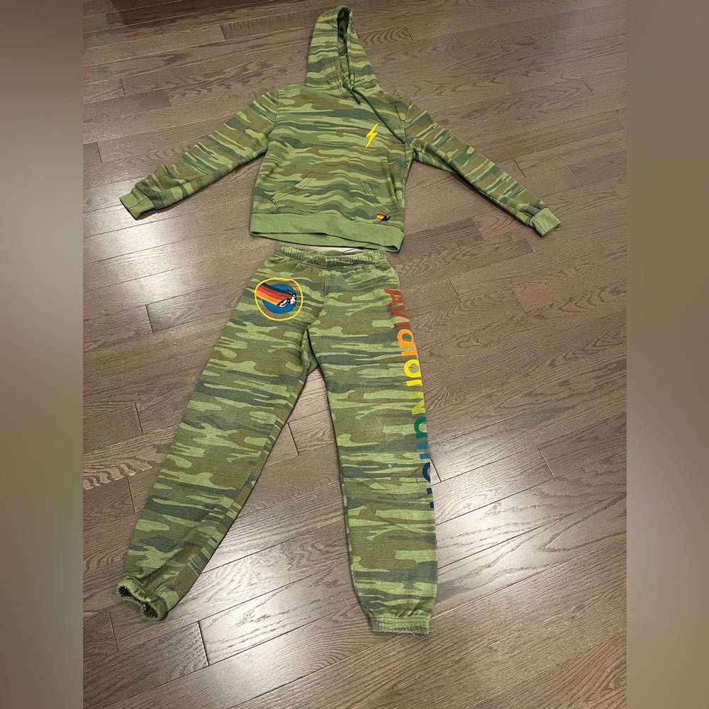 Aviator Nation Green Camo Hoodie and Sweatpants Set